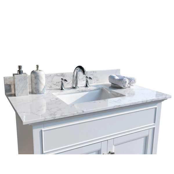 Modern Luxe Furniture 37" Single Bathroom Vanity Top in White with Sink ...